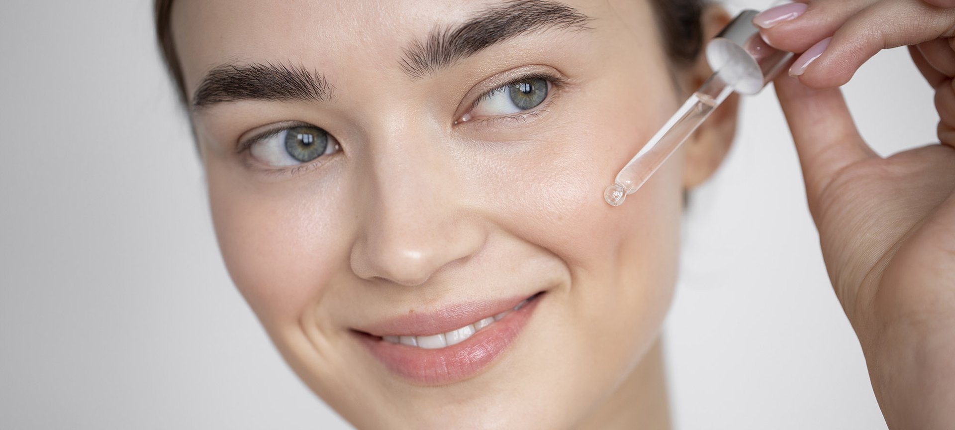 Portrait Beautiful Woman With Clear Skin Peptides